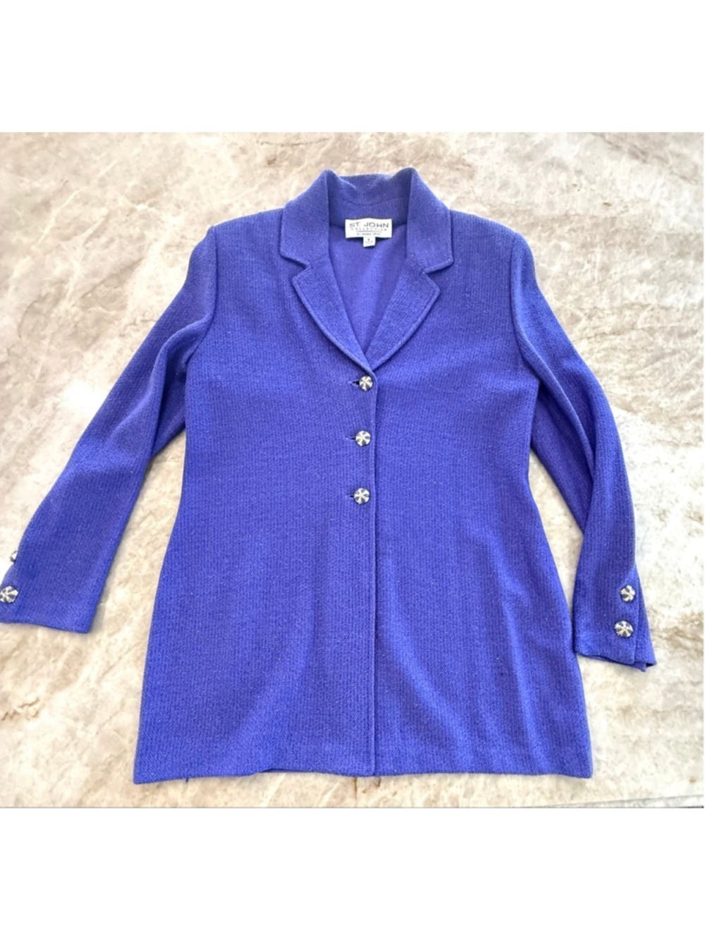 St. John Collection Purple periwinkle Blazer with gold Buttons, Size 6